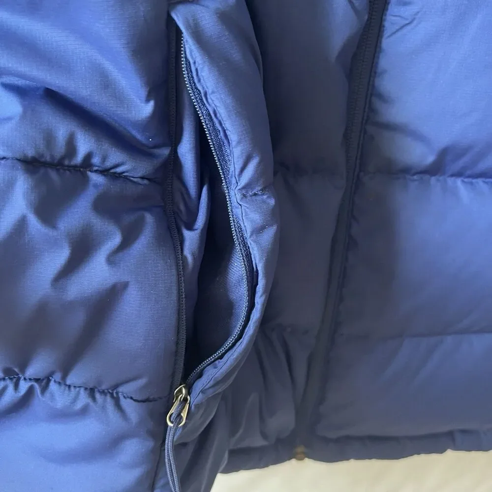 The North Face 550 Down Puffer Vest Mens Size XL Blue Full Zip Pockets Logo